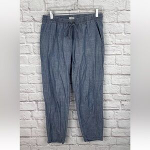 J Crew Chambray Drawstring Pants C2363 Sz 6 Blue Cropped Lower Rise